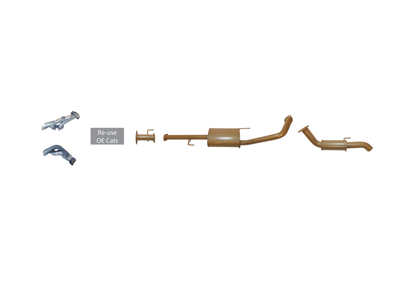 King Brown - Toyota Prado 120 Series 4L V6 Petrol 2002 to 2009 - Single 2 1/2" Cat Back with Headers Kit