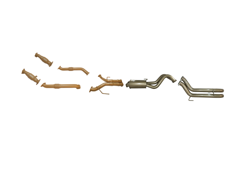 King Brown - Toyota Landcruiser 200 Series V8 4.5L Diesel Twin Turbo 2008 to Sep 2015 (without DPF/Air Purifier) - Twin 3" with CATS and Centre Muffler Kit