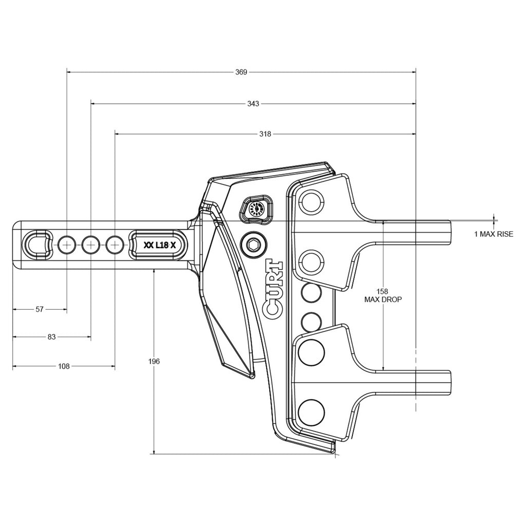 CURT | Rebellion XD ShockDrop Ball Mount Kit | 70mm Tow Ball 4500kg | 45969-85-70