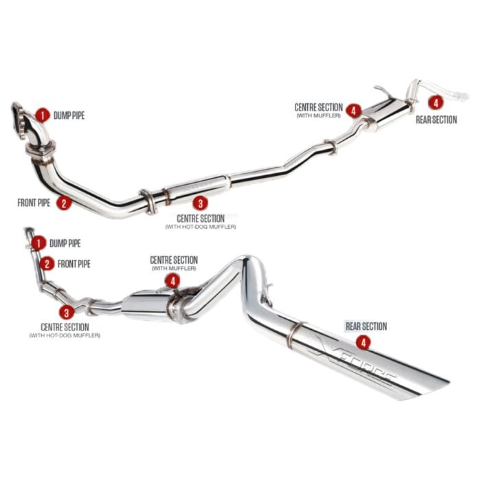 XForce - NISSAN NAVARA D22 3.0L TURBO DIESEL (1997-2009), 3″ Stainless Steel Turbo Back System with Metallic Cat Converter