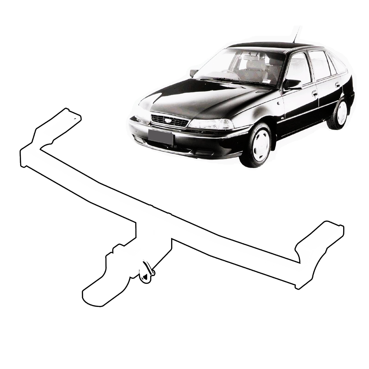 BTA Towbar - Daewoo Cielo Hatch (10/1995 – 1997) - Light Duty 860kg Capacity