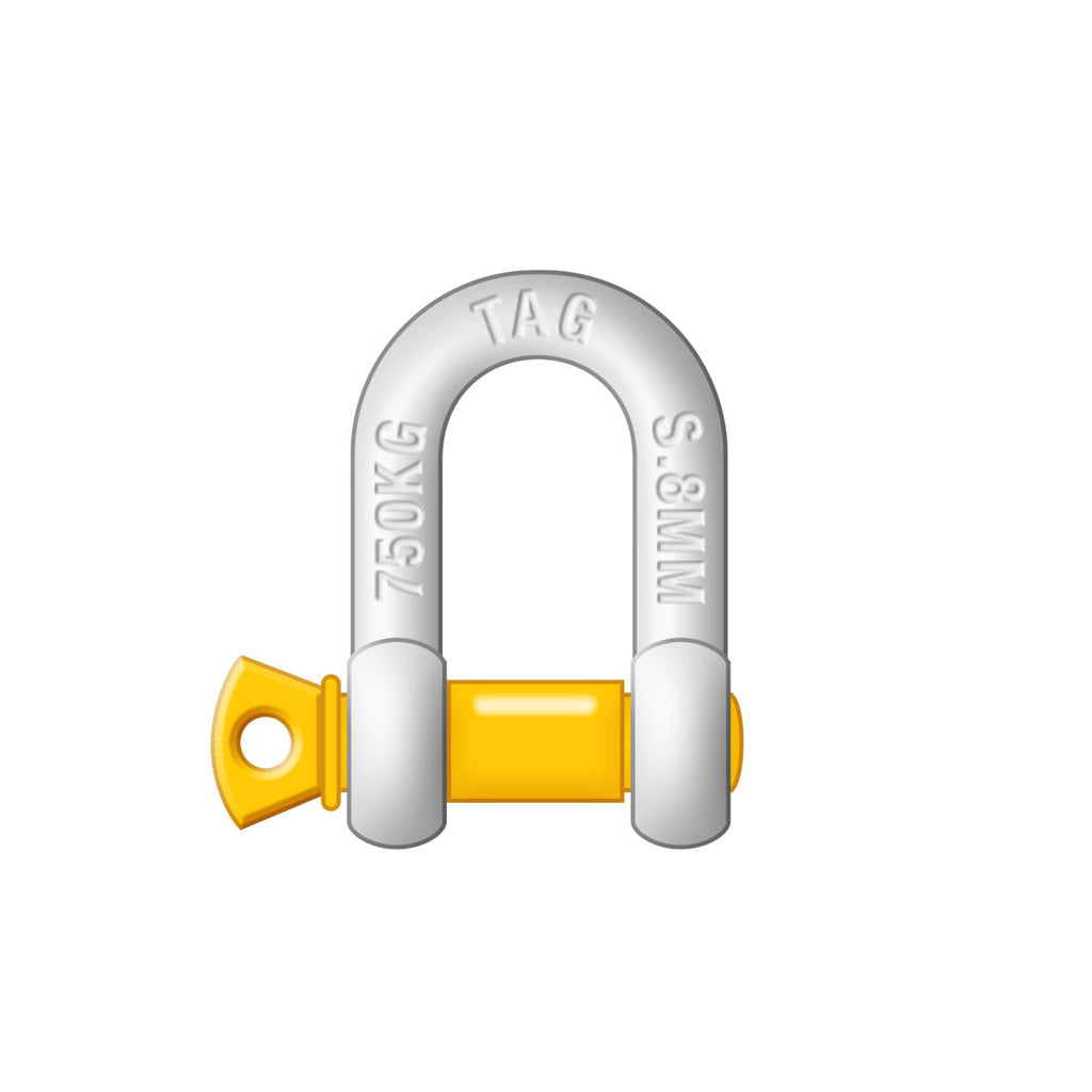 TAG - D-Shackle - 8mm, 750kg, Drop Forged Carbon Steel