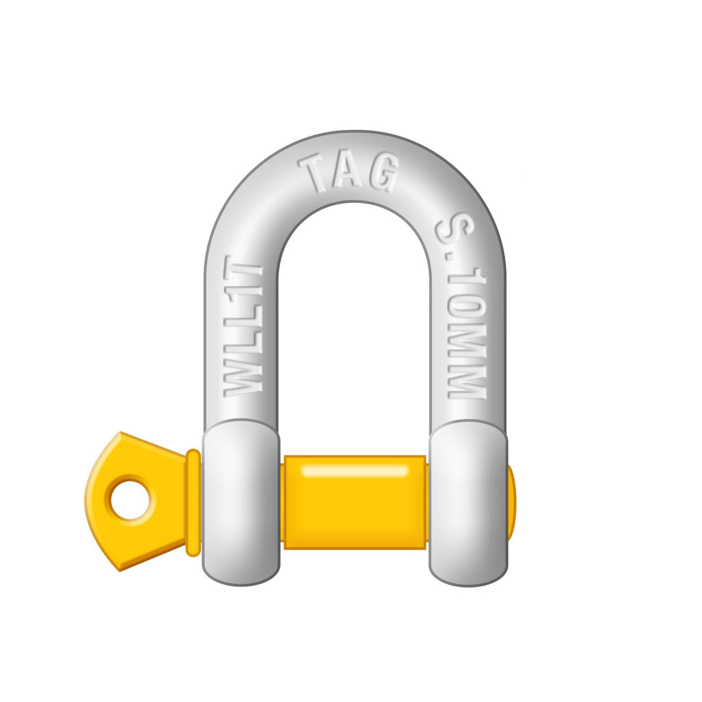 TAG - D-Shackle - 10mm, 1000kg, Carbon Steel, Galvanised