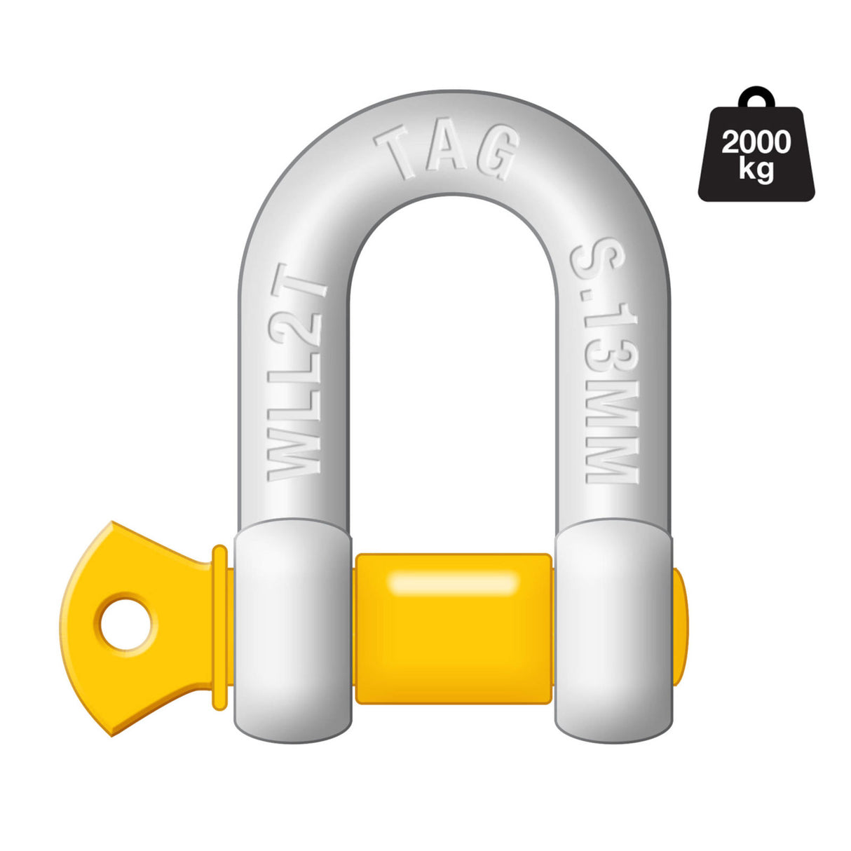 TAG - D-SHACKLE - 13MM THICK 2000KG, CARBON STEEL BULK PACKED