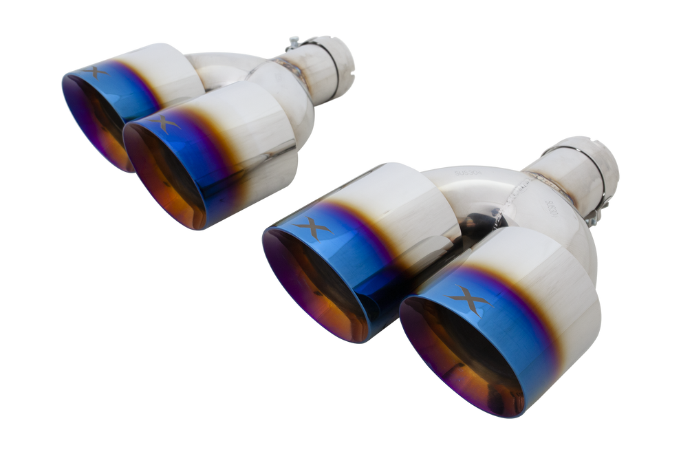 XForce | Burnt Blue Quad 4.5" Staggered Exhaust Tips | VW Golf R MK8 MK8.5 2021–2026 | ESMQB45TIPSB