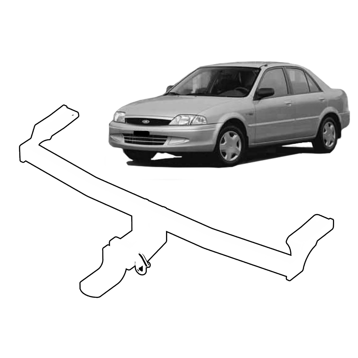 BTA Towbar - Ford Laser KJ/KL Sedan (1994 – 1999) - Light Duty 1000kg Capacity