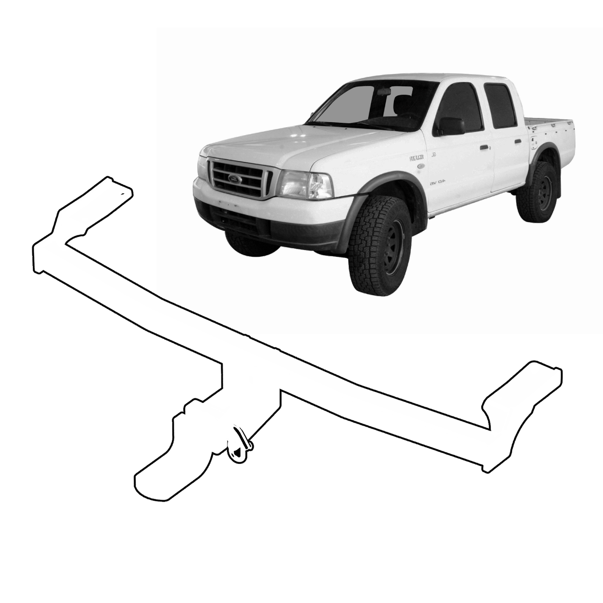 BTA Towbar - Ford Courier Ute/Tray 2WD and 4WD with Bumper (06/1985 – 01/1999) - Heavy Duty 1800kg Capacity