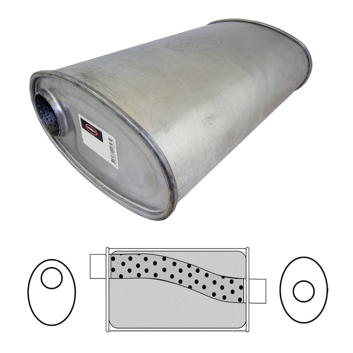 Redback - 2.25" Megaflow Muffler O/C 18"x11"x6" Oval 430 Stainless Steel