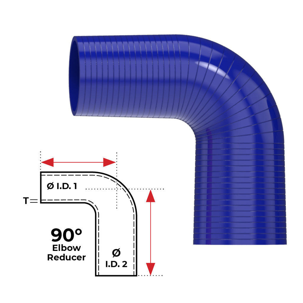 REDBACK | Silicone Hose 3" In 4" Out 90° Bend Reducer Black | Universal | HSB090075100B