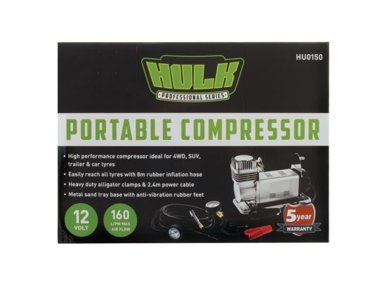 Hulk 4X4 - AIR COMPRESSOR KIT 150PSI 12v 160L / MINUTE WITH CARRY BAG