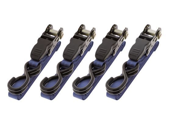 Hulk 4X4 - PKT 4 RATCHET TIE DOWN 4.5m 270kg LASHING 25mm BLUE