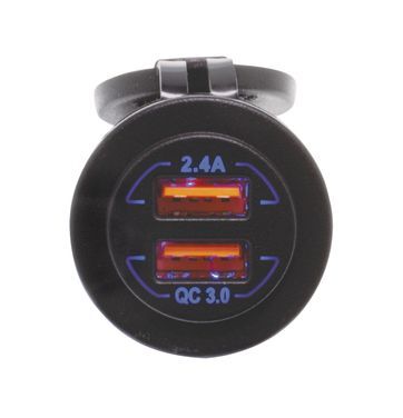 Hulk 4X4 - DUAL USB SOCKET PORT A- 5v 2.4a PORT B- QC3.0 3.6-12v 18w