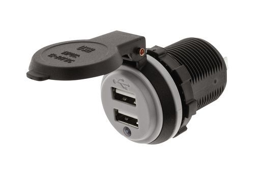 Hulk 4X4 - DUAL USB SOCKET 2.4a EACH PORT TOTAL 4.8a PLASTIC CAP BLU LED