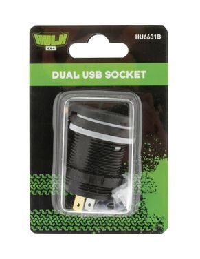 Hulk 4X4 - DUAL USB SOCKET 2.4a EACH PORT TOTAL 4.8a PLASTIC CAP BLU LED