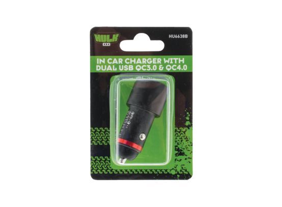 Hulk 4X4 - DUAL USB IN CAR SOCKET CHARGER PORT 1: TYPE C PORT 2: QC3.0