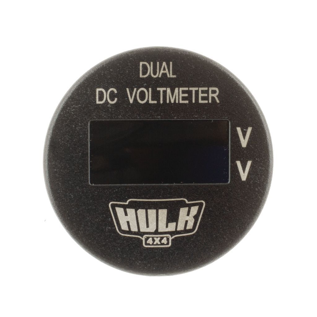 Hulk 4X4 - OLED DUAL VOLTMETER 5-60v DC 29mm DIA AMBER OLED
