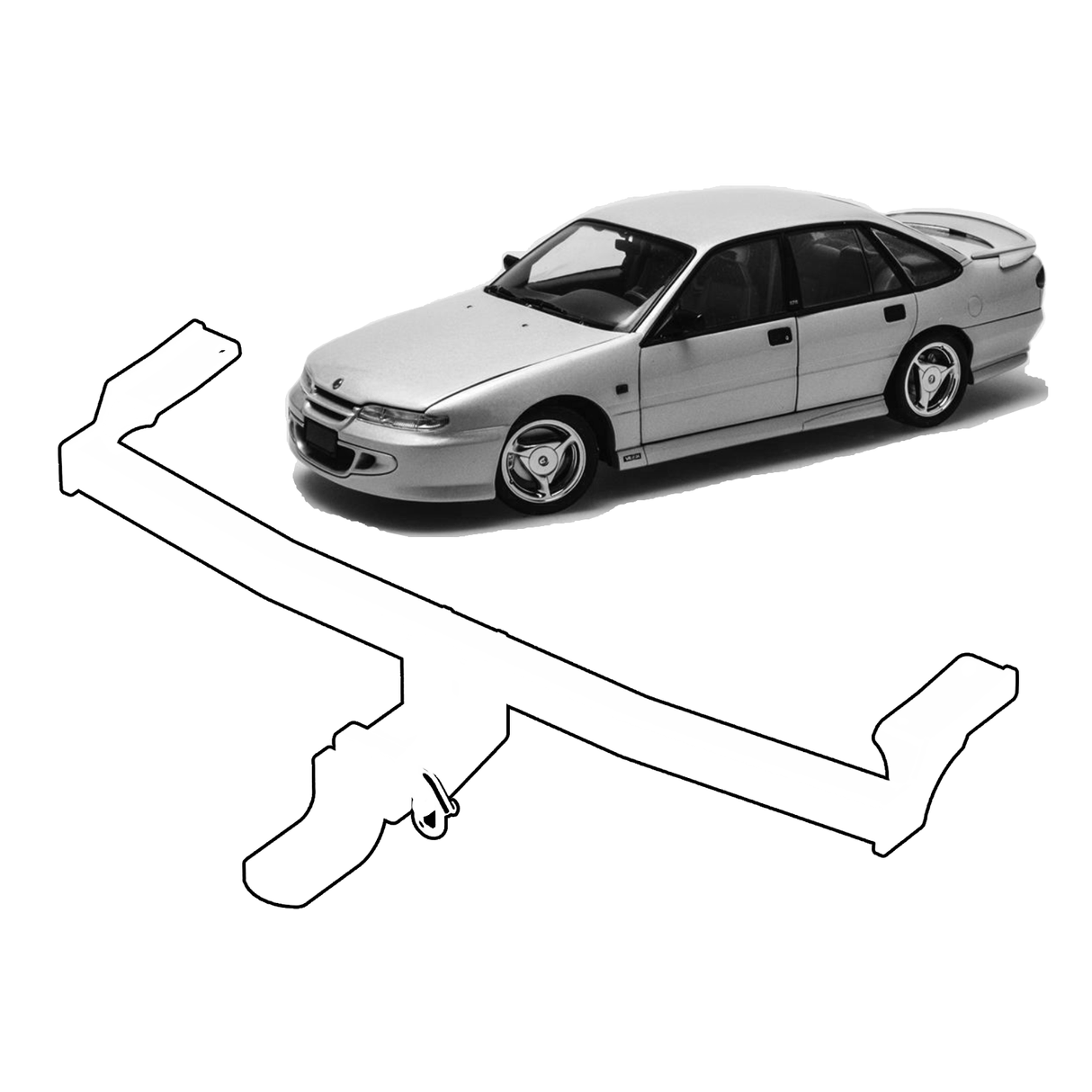 BTA Holden Commodore VPVS V8 IRS SS and Clubsport Sedan (10/1991 08/1997) Light Duty Towbar 1250/90kg Capacity