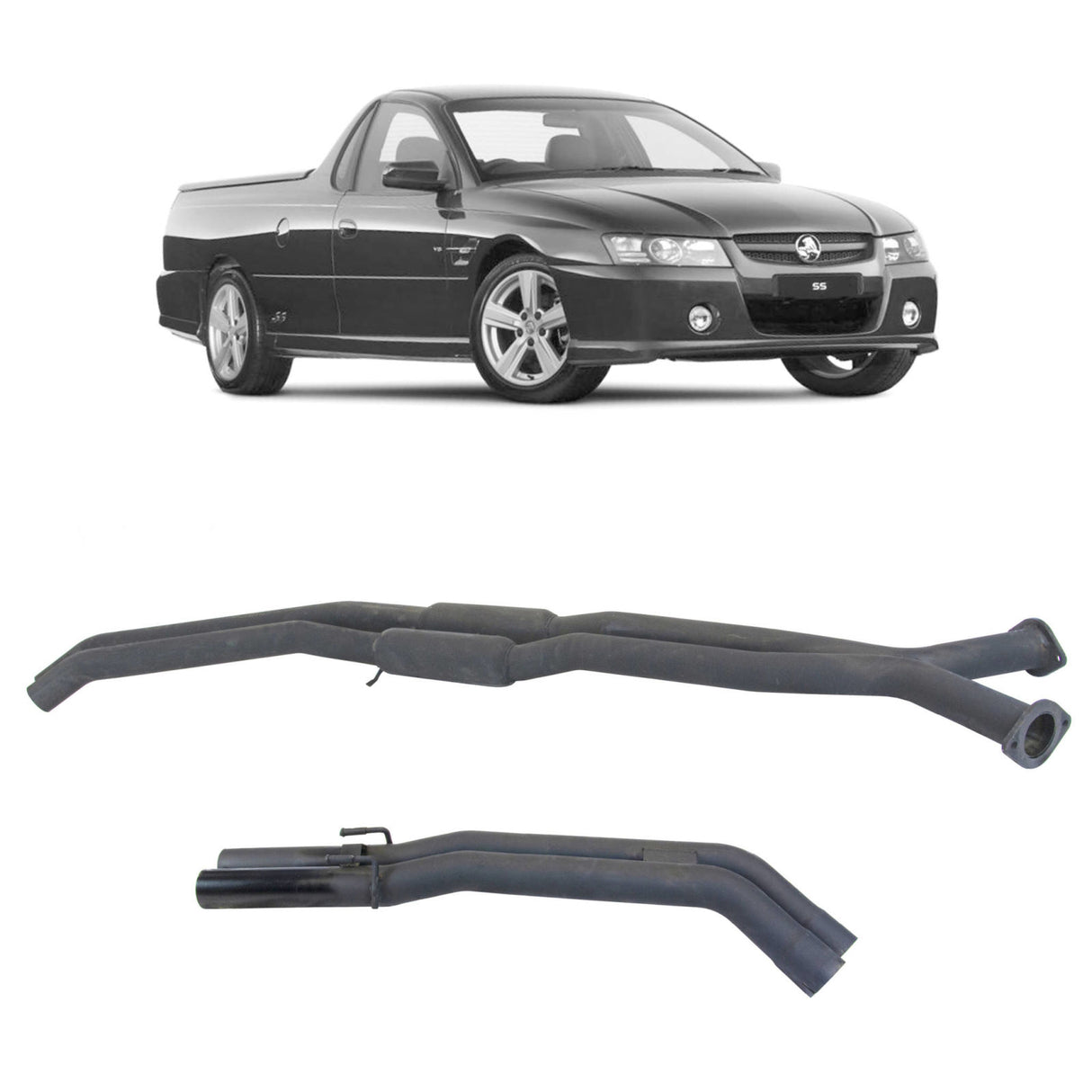 REDBACK - Holden Commodore VT VU VZ V8 Ute & Wagon (2000 - 2007) Twin 2.5" Catback Exhaust with Centre Hotdogs and Rear Muffler Delete