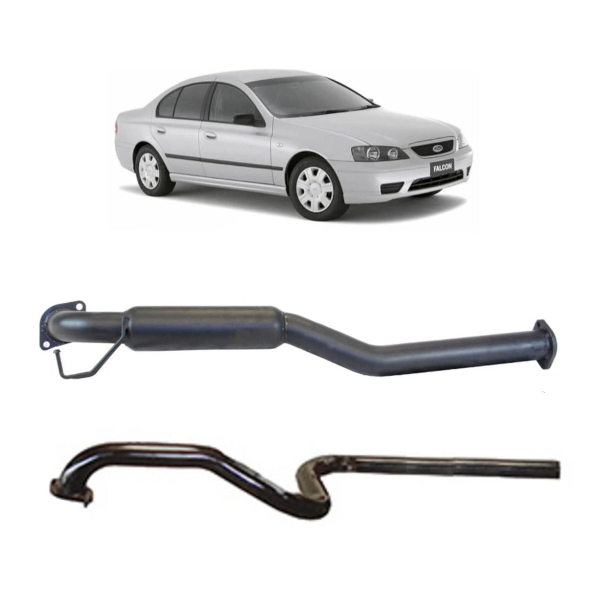 REDBACK - Ford Falcon BA BF (2003 - 2008) Sedan 2.5" Catback Exhaust with Hotdog Centre and Single Outlet Rear Muffler Delete