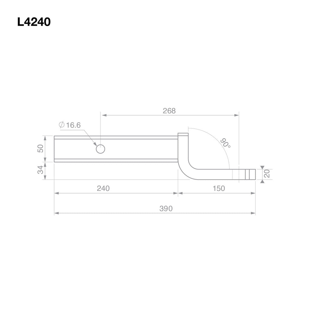 TAG - Tow Ball Mount - 268mm Long, 90° Face, 50mm Square Hitch