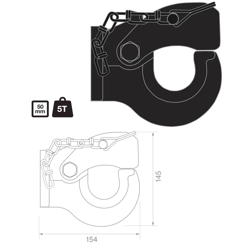 TAG | 5 Tonne Forged Pintle Hook | ADR 62/02 Compliant | L4T03