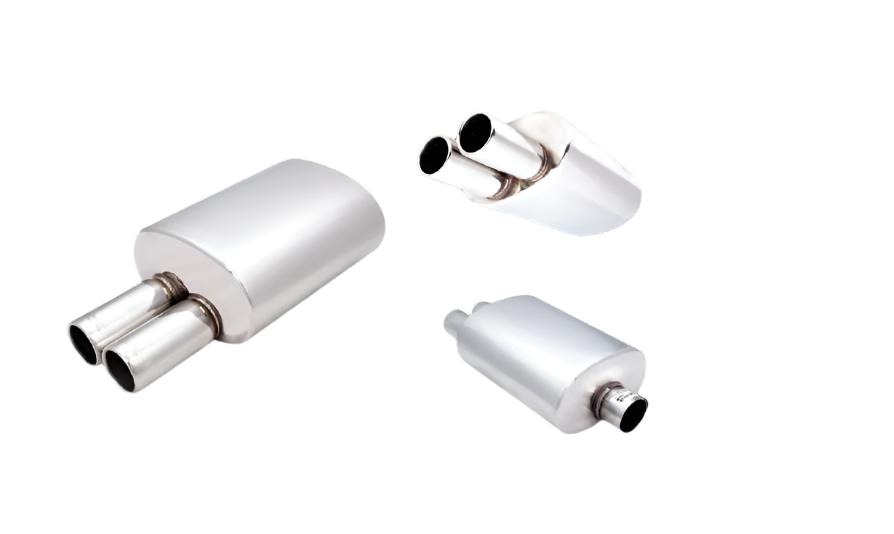 XFORCE - 3″ Inlet Straight-Cut Lower Offset Twin Tip, 6″ x 10″ Oval Muffler (centre inlet)