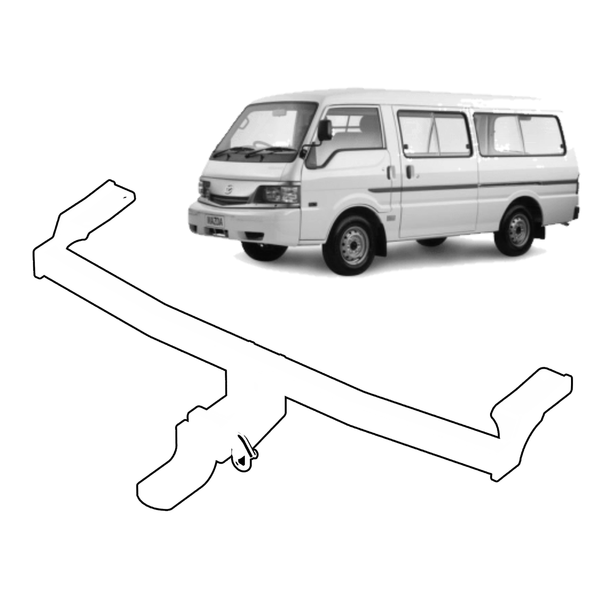 BTA Mazda E2000 Van Mid and Long Wheel Base / Dual Rear Wheels (01/1984 – 12/2005) Light Duty Towbar 1000/80kg Capacity