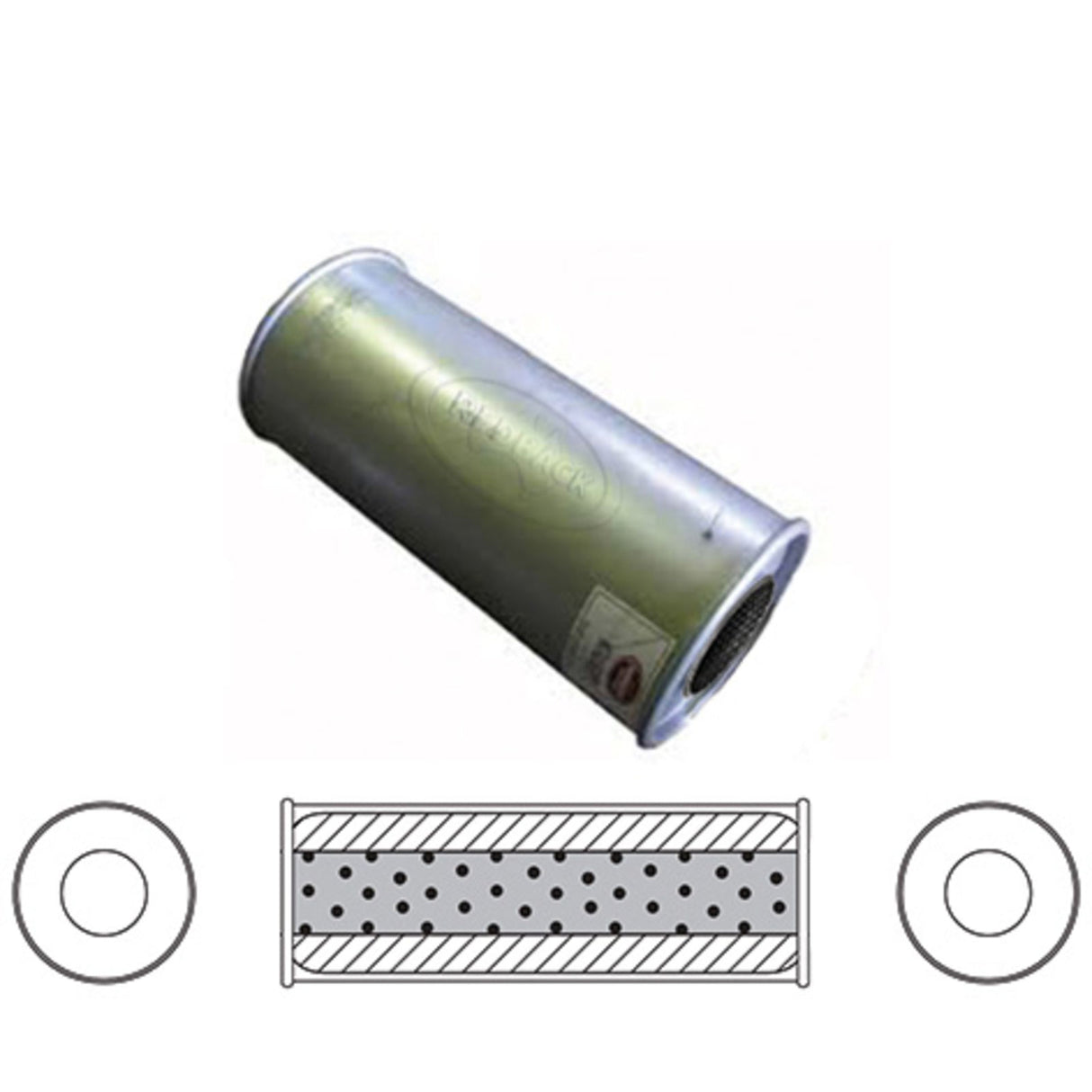 Redback - 2.5" Universal Muffler Centre/Centre 305x127mm Round Aluminised