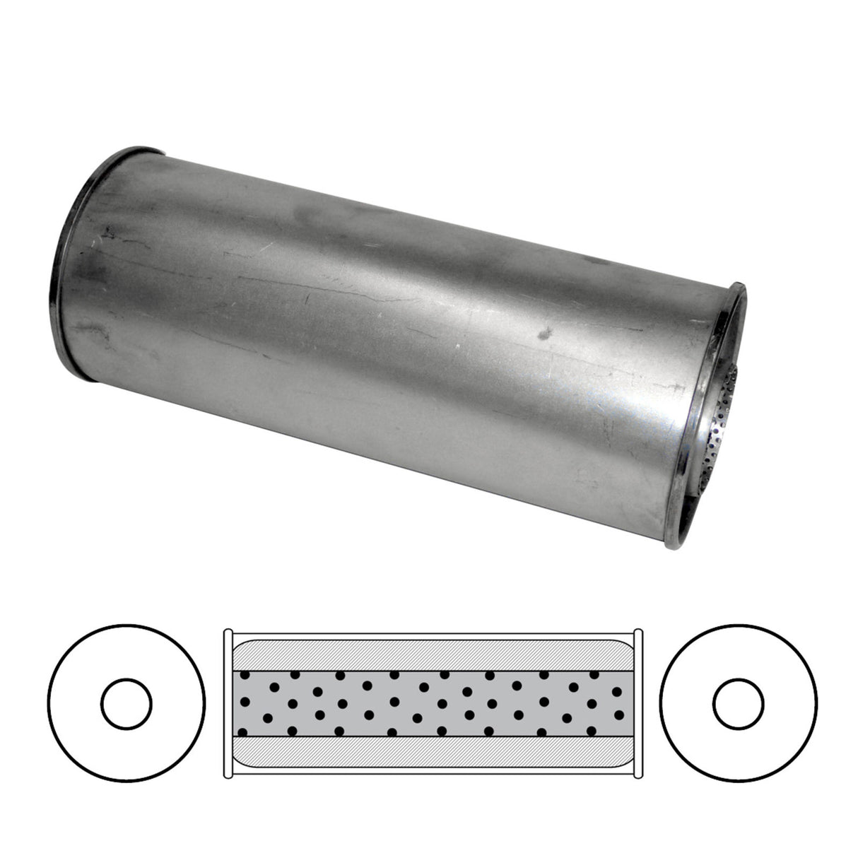 Redback - 3" Universal Muffler Centre/Centre 14x6 Round Aluminised