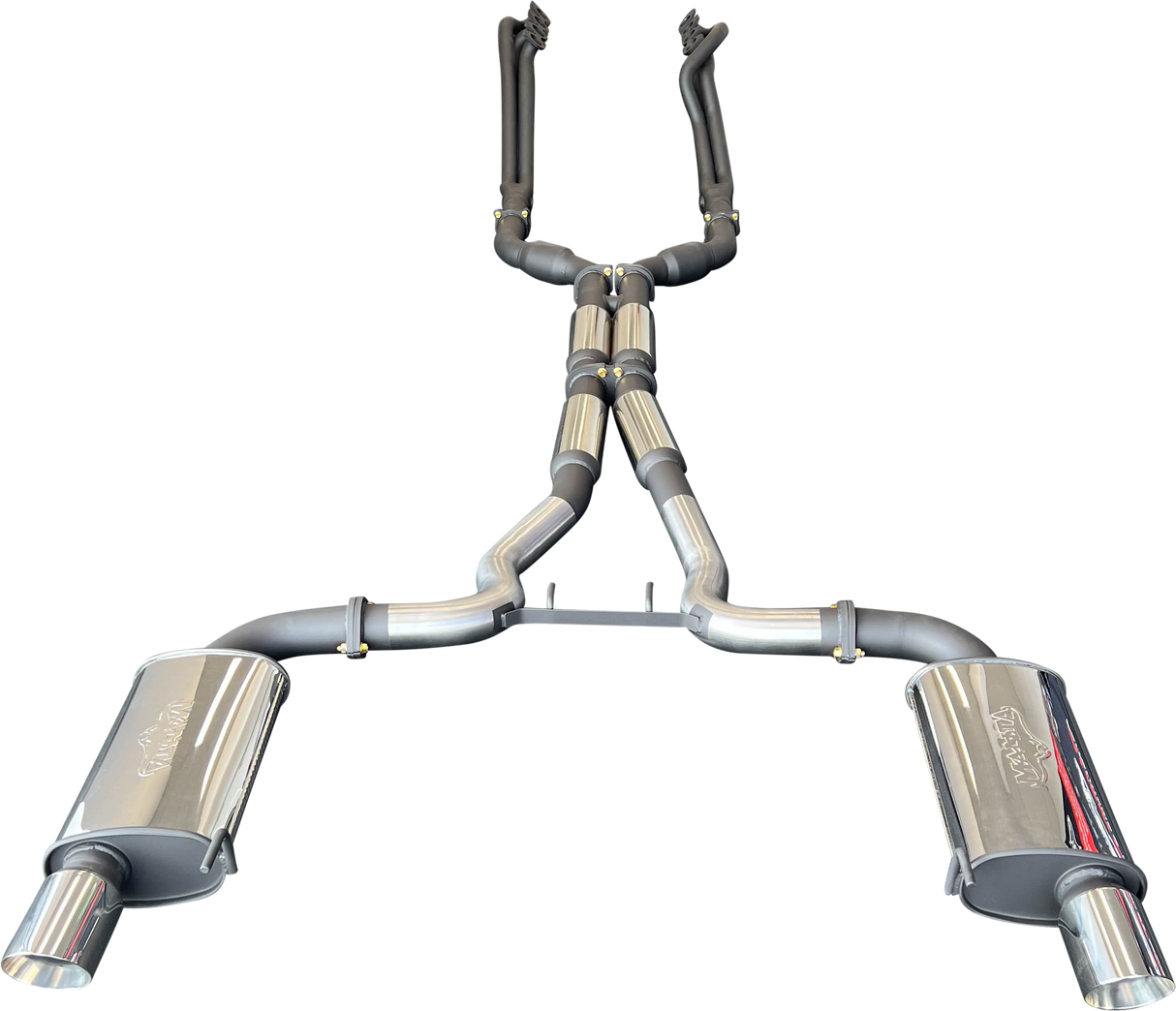 Manta | Twin 3″ Full Exhaust System with 1 7/8″ Headers Hotdog Muffler Twin Tips | Ford Mustang FM S550 5.0L V8 Coupe 2015–2017