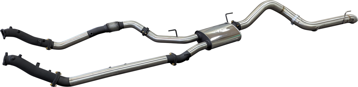 Manta 3in Dual Turbo Back No Cat with Muffler 4in Tailpipe Landcruiser VDJ200 2015–2021