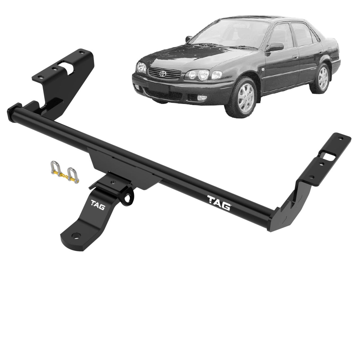 TAG - Toyota Corolla LG, AE (1991 - 1999), Holden Nova (1994 - 1997) Standard Duty Towbar & Direct Fit Wiring