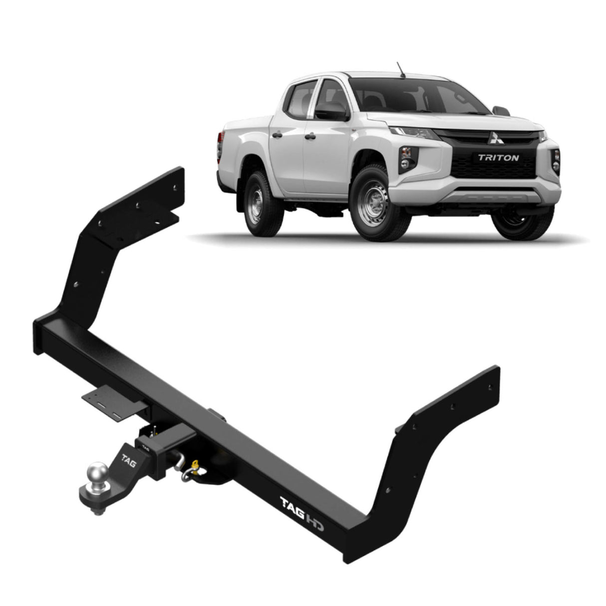 TAG | Heavy Duty Towbar & Direct Fit Wiring Kit | Mitsubishi Triton MQ Dual Cab 2015–2018 (With Step) | T4C635-K201