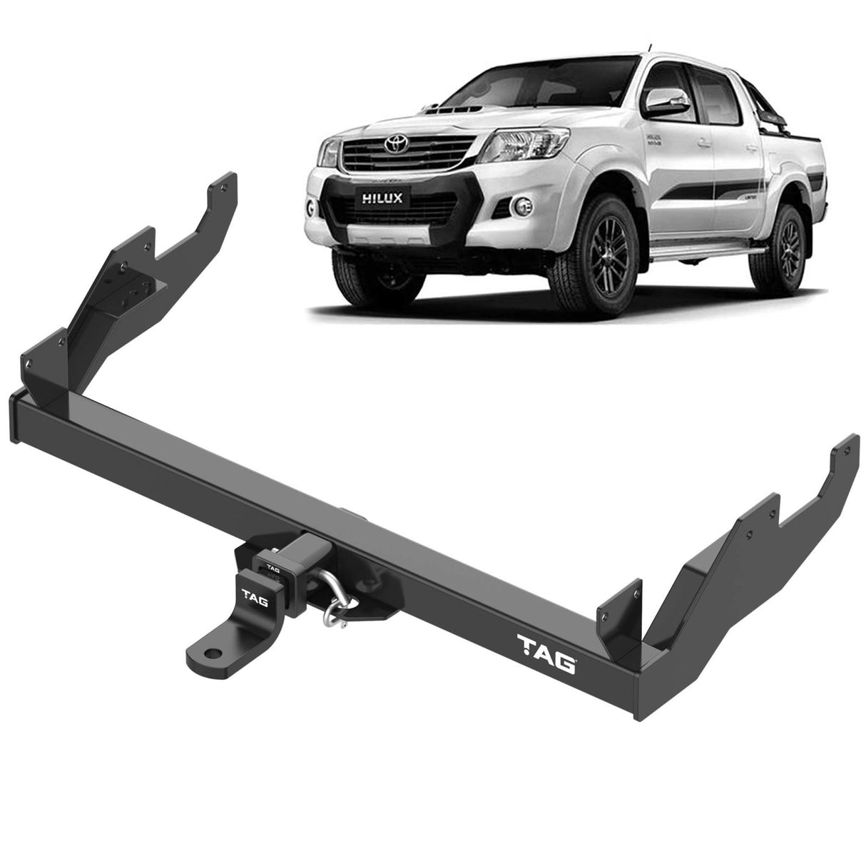 TAG | Heavy Duty Towbar & Direct Fit Wiring Kit | Toyota Hilux Ute With Rear Step 2008–2015 | T4T002-K201