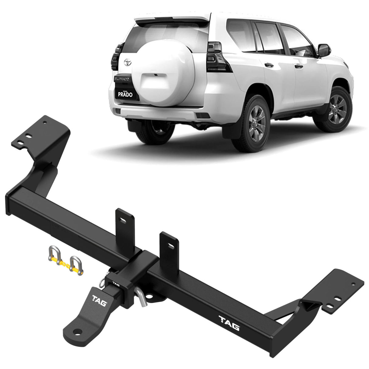 TAG - Toyota Prado 150 Series (2009 - on) - Heavy Duty Towbar with Spare Wheel on Back Door