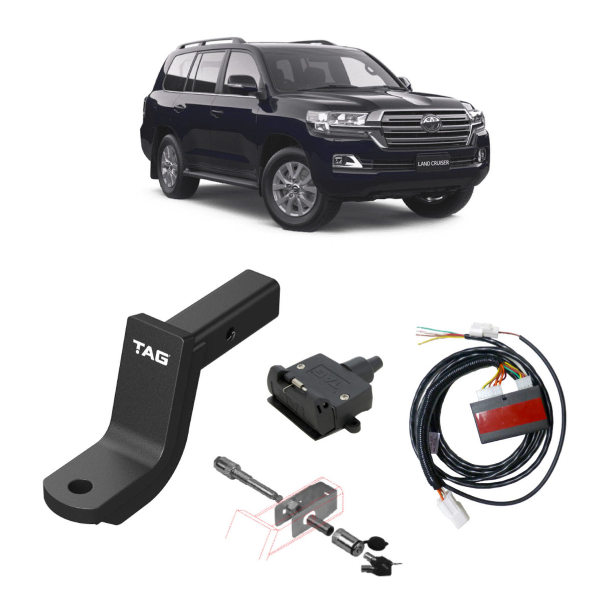 TAG - Toyota Landcruiser 200 Series (2007 - 2021) Tow Ball Mount Kit & Direct Fit Wiring Harness
