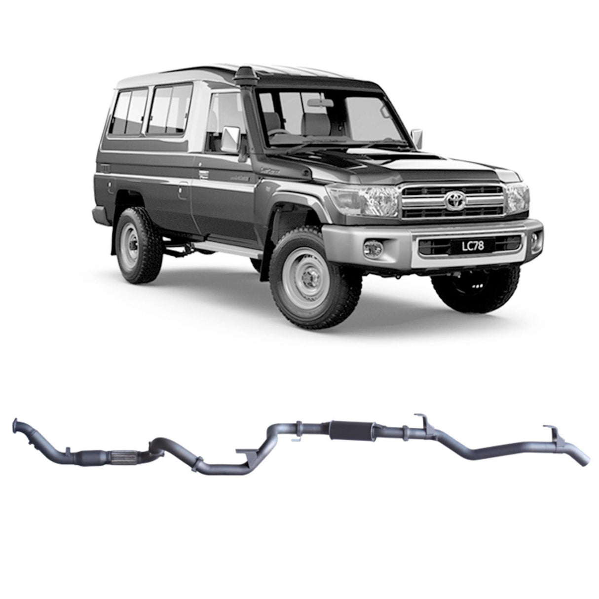 Redback Performance - Toyota Landcruiser 78 Series Troop Carrier (03/2007 - 10/2016) Exhaust "Cat & Resonator"