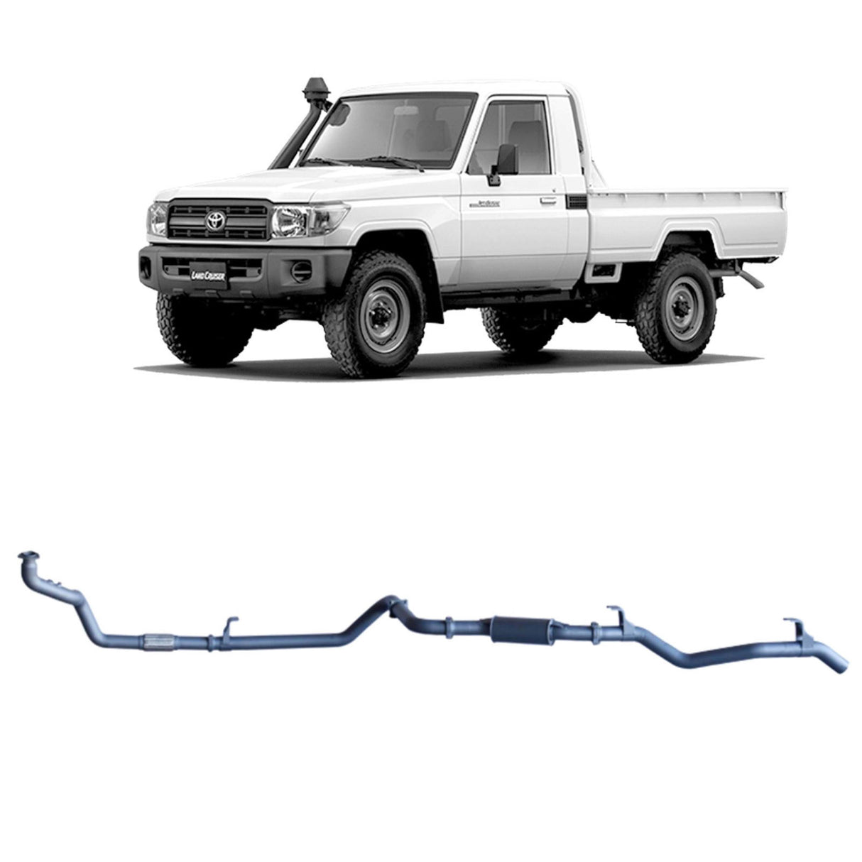 Redback Performance - Toyota Landcruiser 79 Series 4.2L 1HZ (10/1999 - 01/2007) Exhaust "Pipe & Resonator" STD