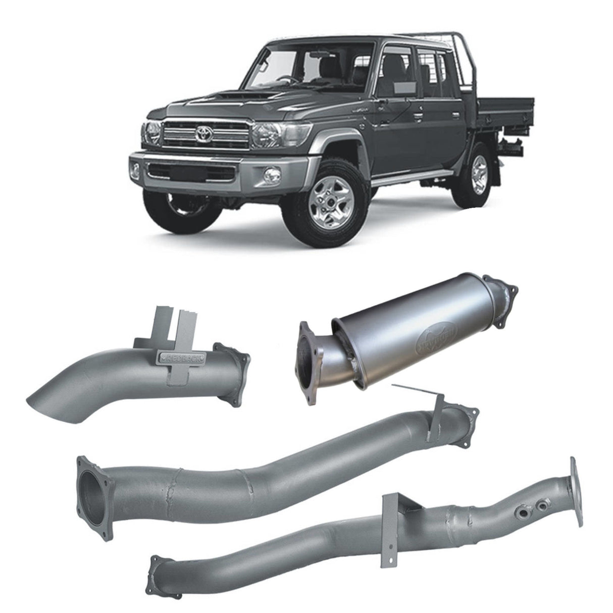 Redback Extreme Duty - Toyota Landcruiser 79 Series (2016 - On) Dual Cab 4" DPF Back Exhaust with Resonator