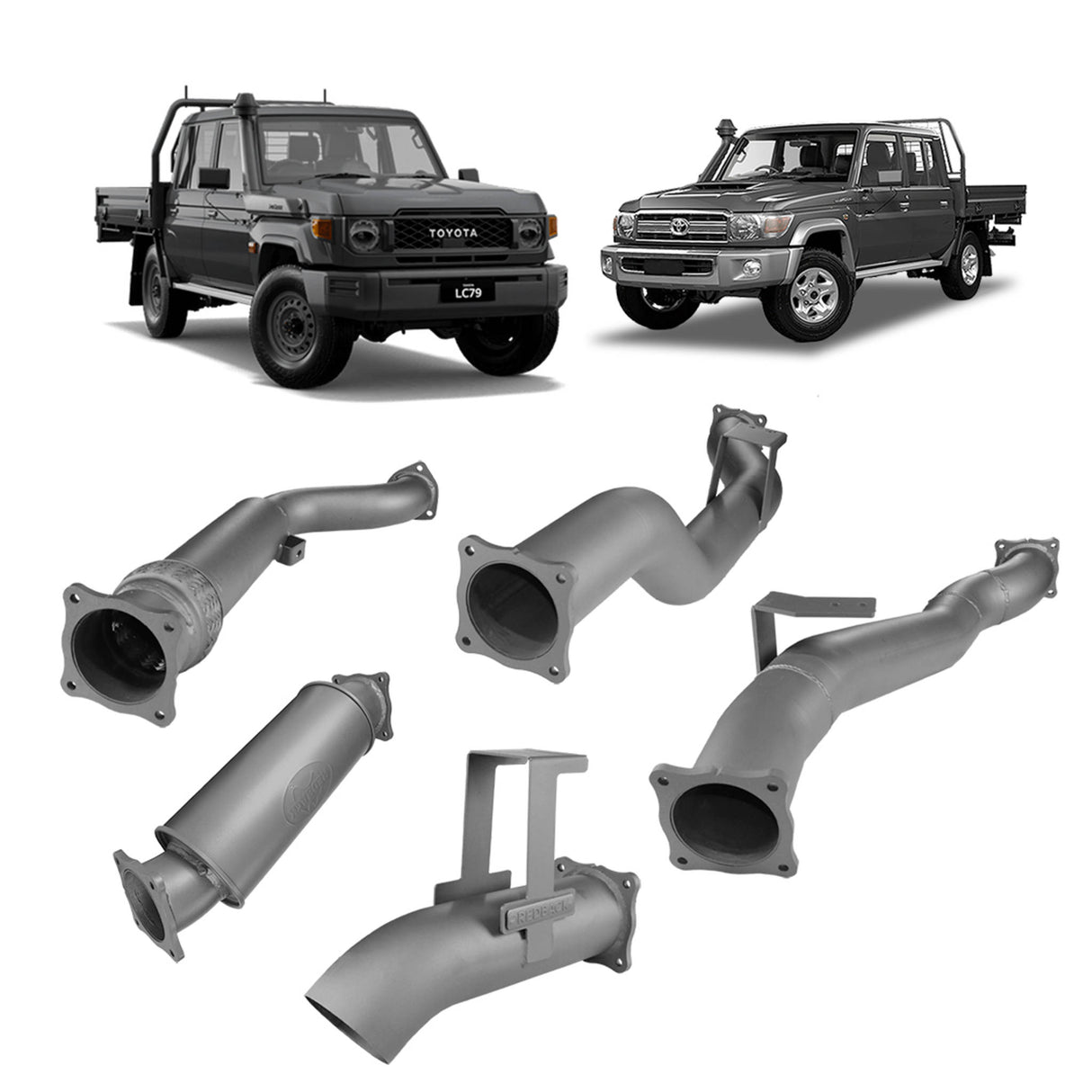 Redback Extreme Duty - Toyota Landcruiser 79 Series (2012 - 2024) Dual Cab 4" Turbo Back Exhaust with Resonator