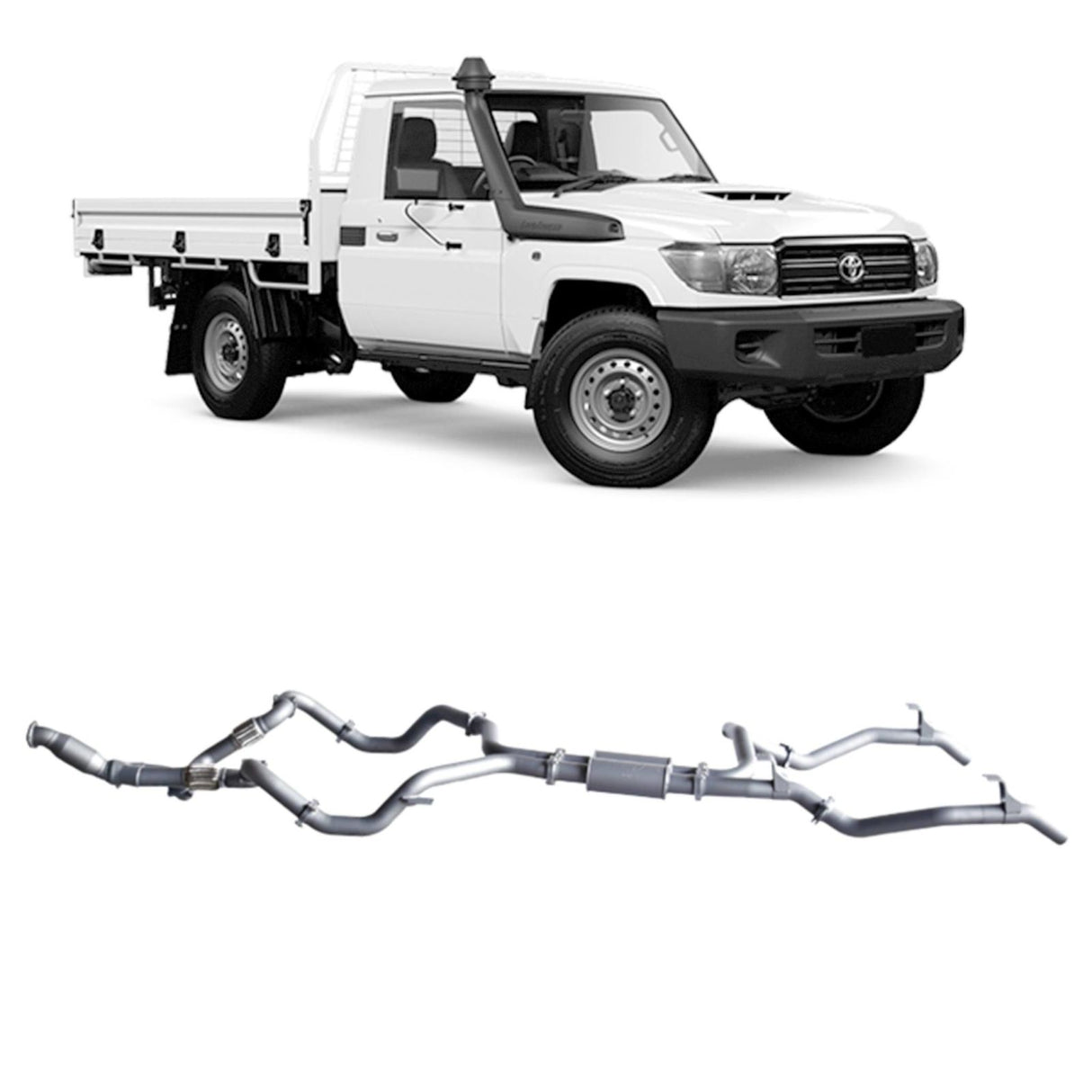 Redback Extreme Duty Twin Exhaust - Toyota Landcruiser 79 Series Single Cab (2007 - 2016) Performance Exhaust System