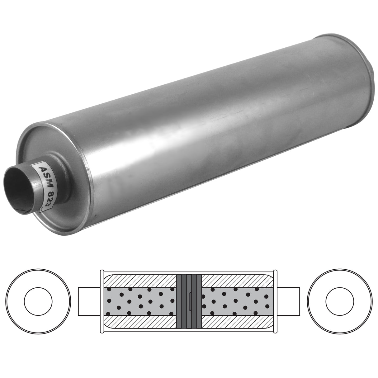 REDBACK | 5" ID Heavy Duty Baffled Truck Muffler 9" Round 44" Long Domed End | TR944500GPB