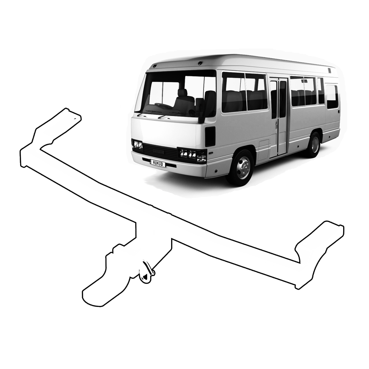 BTA Toyota Coaster Bus BB20 (01/1982 – 12/1988) Light Duty Towbar 1500/90kg Capacity