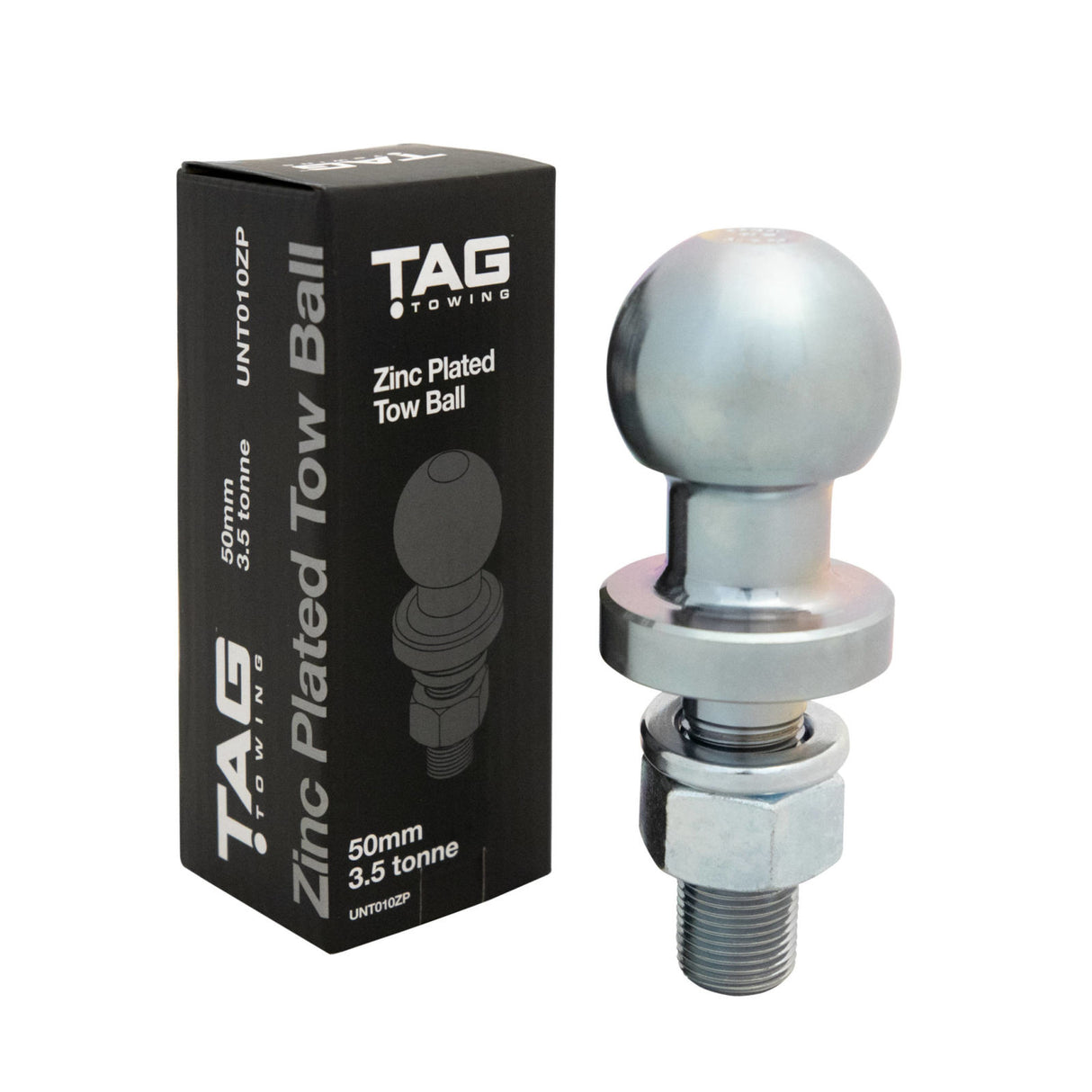 TAG - Zinc Plated Tow Ball - 50mm, 3.5 tonne