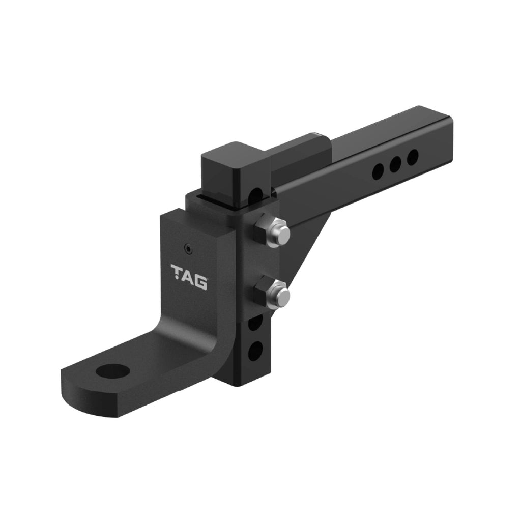 TAG - Adjustable Heavy Duty Tow Ball Mount 90° Face, 50mm Square Hitch - 174mm Drop, 199mm Rise