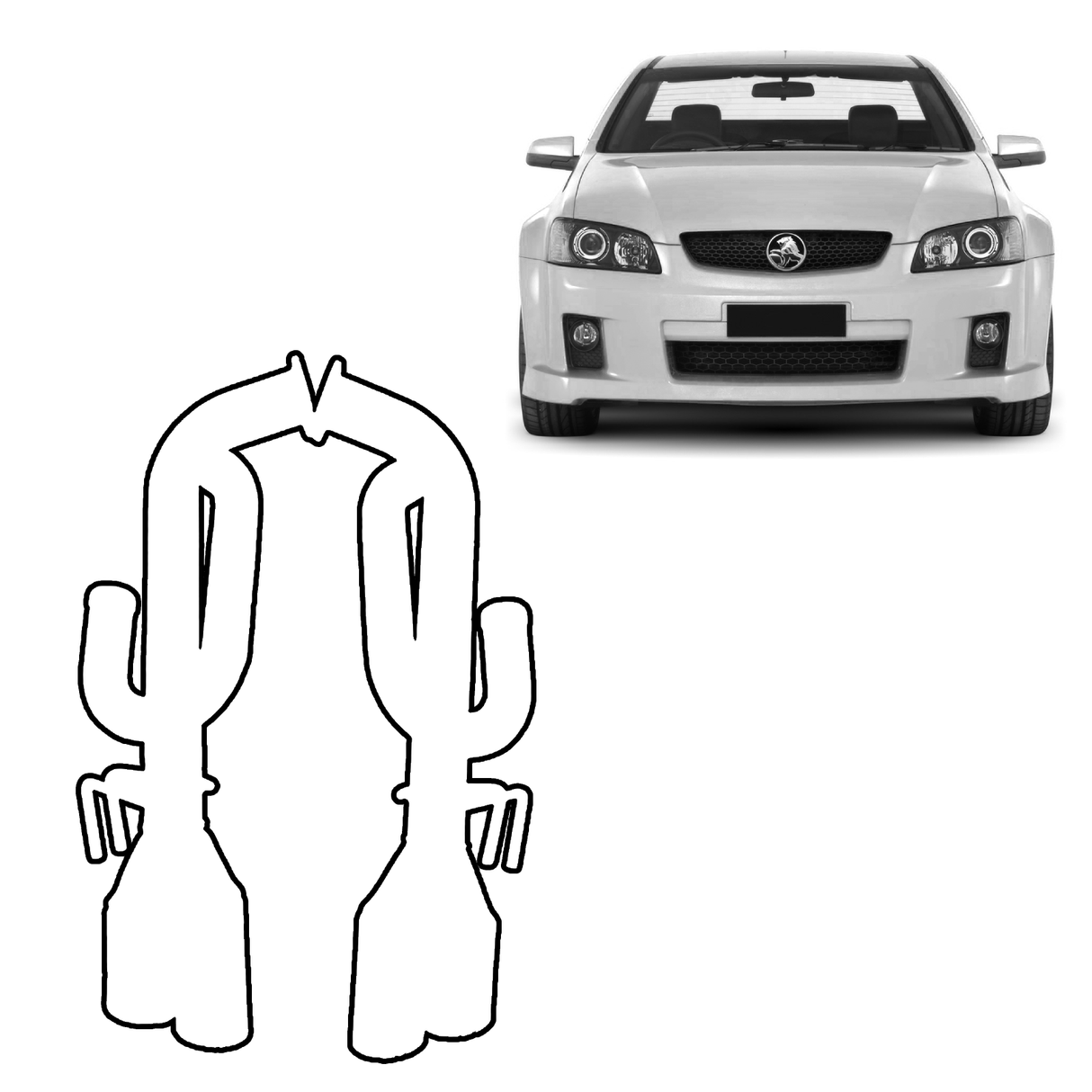 ESA - Holden Commodore VE Ute Twin Rear 2 1/2" J-Pipe Kit RHS with TYP083 Tip