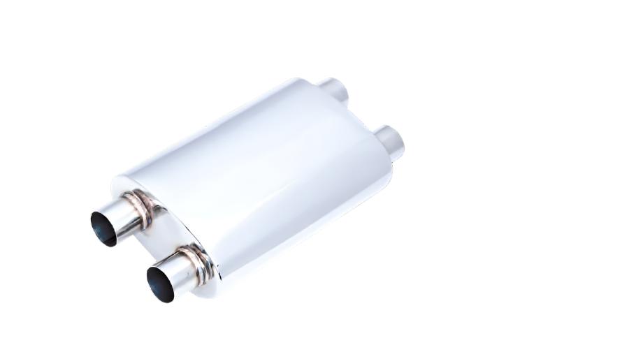 XForce | Twin 3" In/Out Performance Muffler | 5"x8"x20" 304 Stainless Steel | VX15-2076