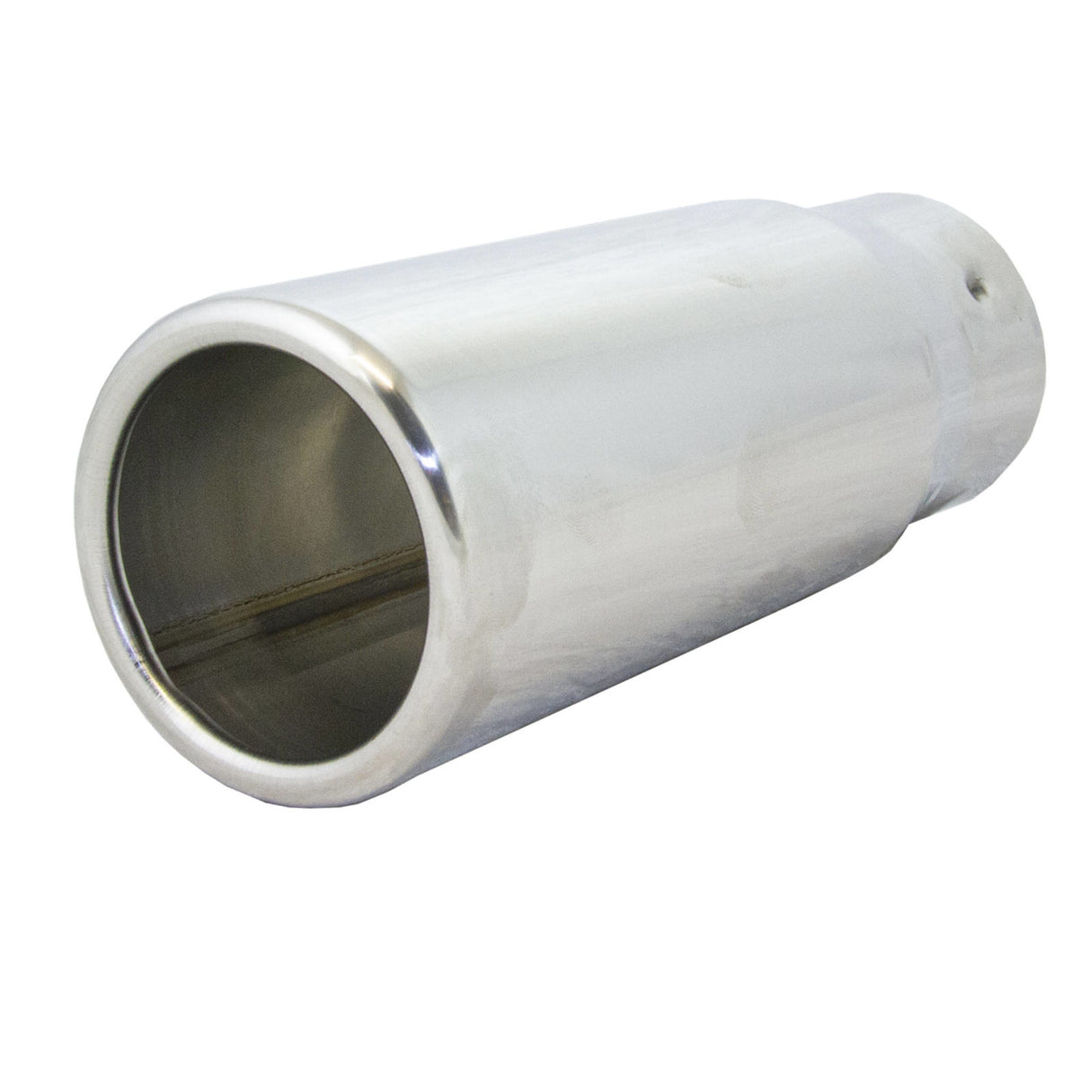 Exhaust Tip - 2 1/2" Inch (In) 3" Inch (Out) 200mm Long (Straight Cut - Rolled Edge - Stainless Steel)