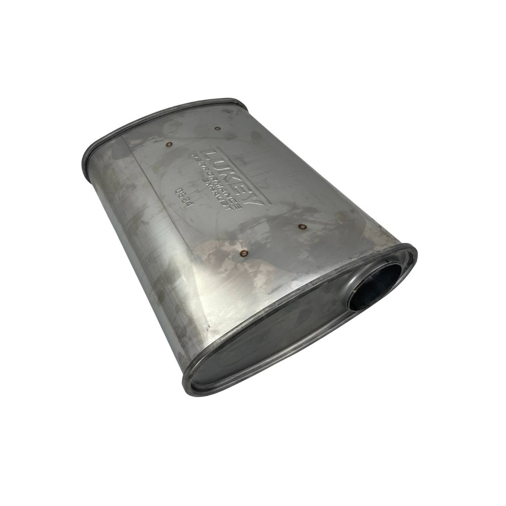 LUKEY | 2.5" 10x4 Oval Super Turbo Triple Flow Muffler | Offset/Offset | F728GPN-430L