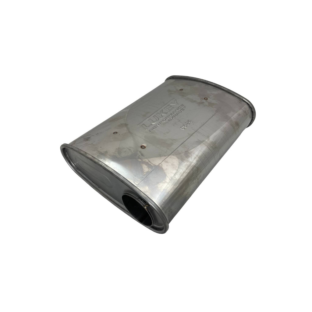 LUKEY | 2.5" 10x4 Oval Super Turbo Triple Flow Muffler | Offset/Offset | F728GPN-430L